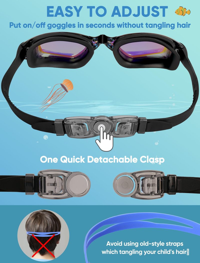 Careula Kids Swim Goggles, 2 Pack Swimming Goggles for Kids Toddler Youth, Anti-Fog Water Pool Goggles Child Boys Girls 6-14