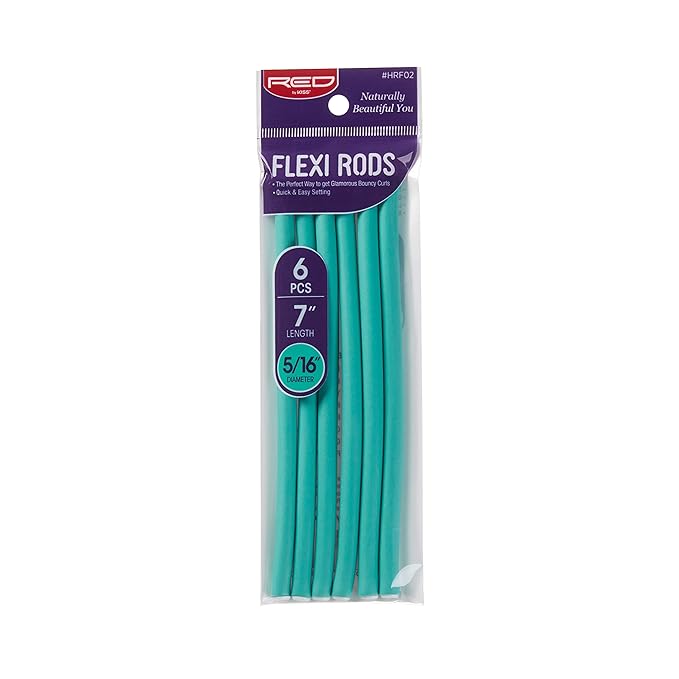 Red by Kiss Flexi Rods - Heatless Hair Curler for 90S Glamorous Bouncy Curls Beach Waves, No Slips, Sleep Styler (7" Length, 5/16" Diameter)