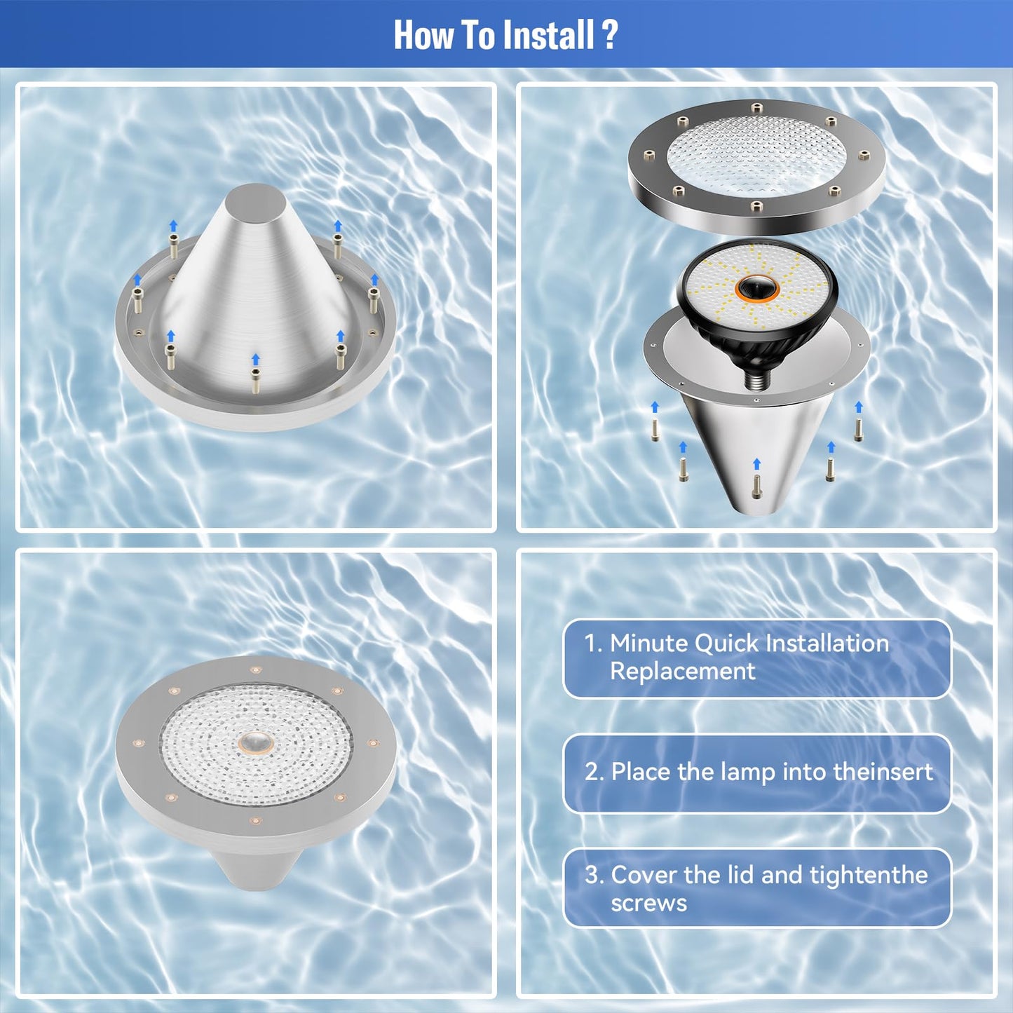 2025 Upgraded Pool Light Bulb, 120V 90W Color LED Pool Lights for Inground Pools, RGB Color-Changing & Remote Control, Enhanced Signal Coverage, E26/E27 Replacement for Pentair & Hayward, Matte Black