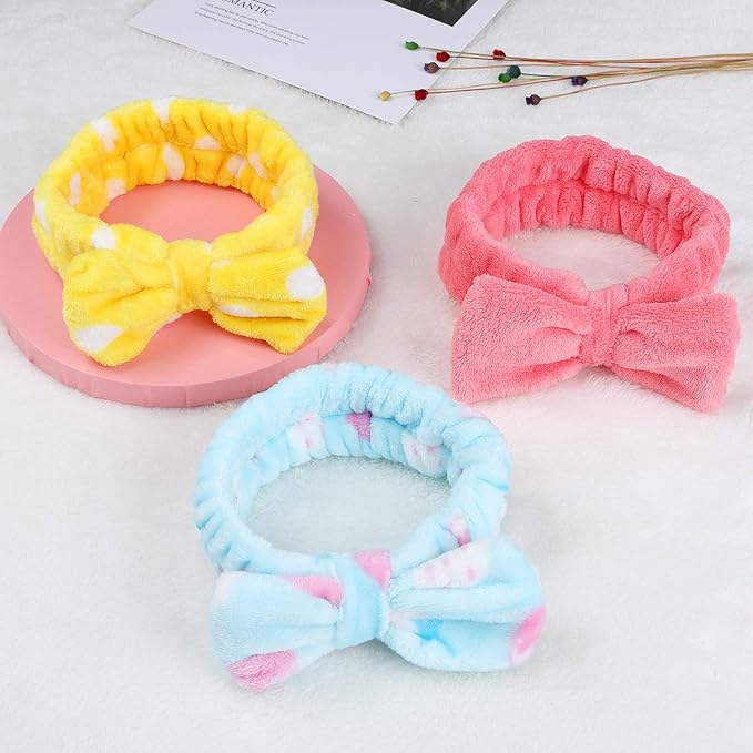 8 Pack Spa Headbands for Women, Soft Bow Skincare Headband for Washing Face, Skincare, Salon & Makeup, Bulk Spa Party Favors, Ideal Christmas Gifts or Stocking Stuffers for Teen Girls