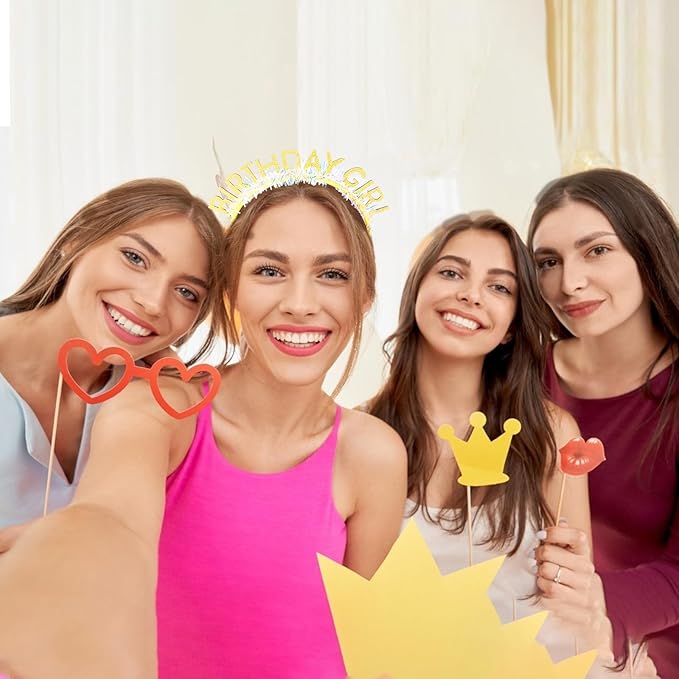 CIEHER Gold Birthday Girl Headband Birthday Crown for Women Girls