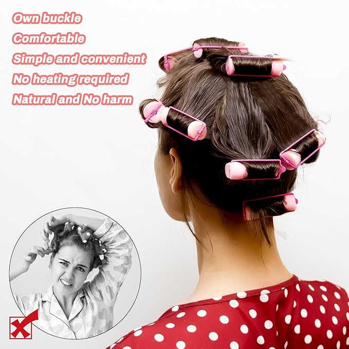 MAQIHAN 40PCS Foam Hair Rollers - 0.98 Inch Sponge Rollers for Heatless Hair Curler for Short/Long Hair Sleep rolos para cabello Small Sponge Curlers Soft Sleeping Thin Curl Overnight rulos