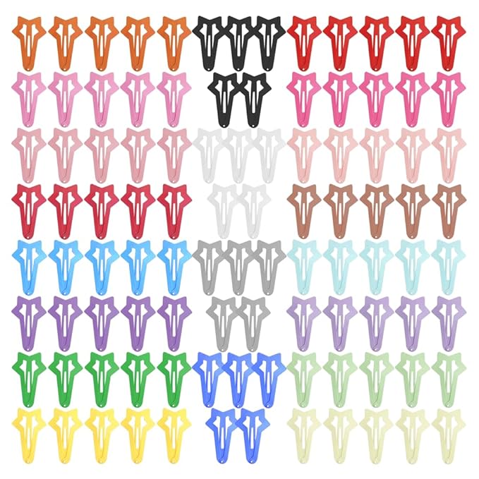 ECADY 100-Piece Metal Snap Hair Clips for Girls, Toddlers, and Kids - Comet Star Barrettes Perfect for Fine Hair, Thick Hair, and More - Featuring Star with a trailing tail Designs