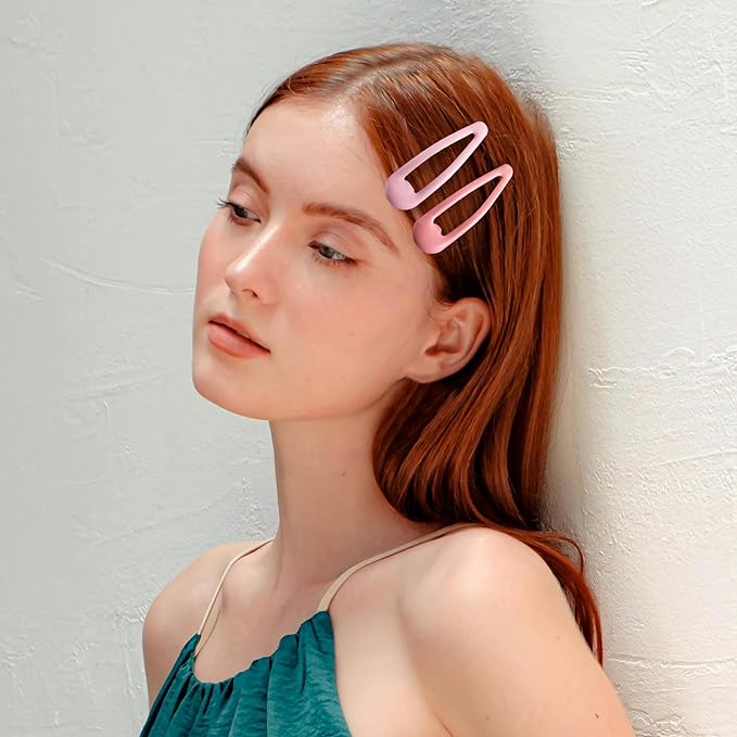 20 PCS Metal Snap Hair Clips Water Drop No Slip Barrettes for Women Bright Small Hair Clips For Thick And Thin Fine Hair,Red Pink Rose Red,1.97 x 0.5 In.