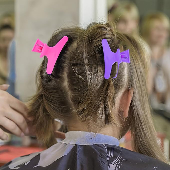 Hair Clips for Styling Sectioning 12 Pack Pink Hot Pink Purple Blue Butterfly Clamps Hair Claw Clips Pro Salon Hair Clips for Styling, Sectioning, Cutting and Coloring
