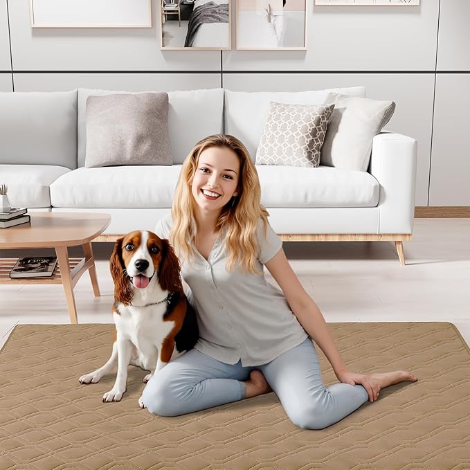 Smiry Reversible Waterproof Couch Covers for Sofa, Washable Dogs Pet Couch Covers for 3 Cushion Sofa Pet Friendly, Water Resistant Furniture Protector Slipcover, Geometric (68"x82", Camel/Beige)