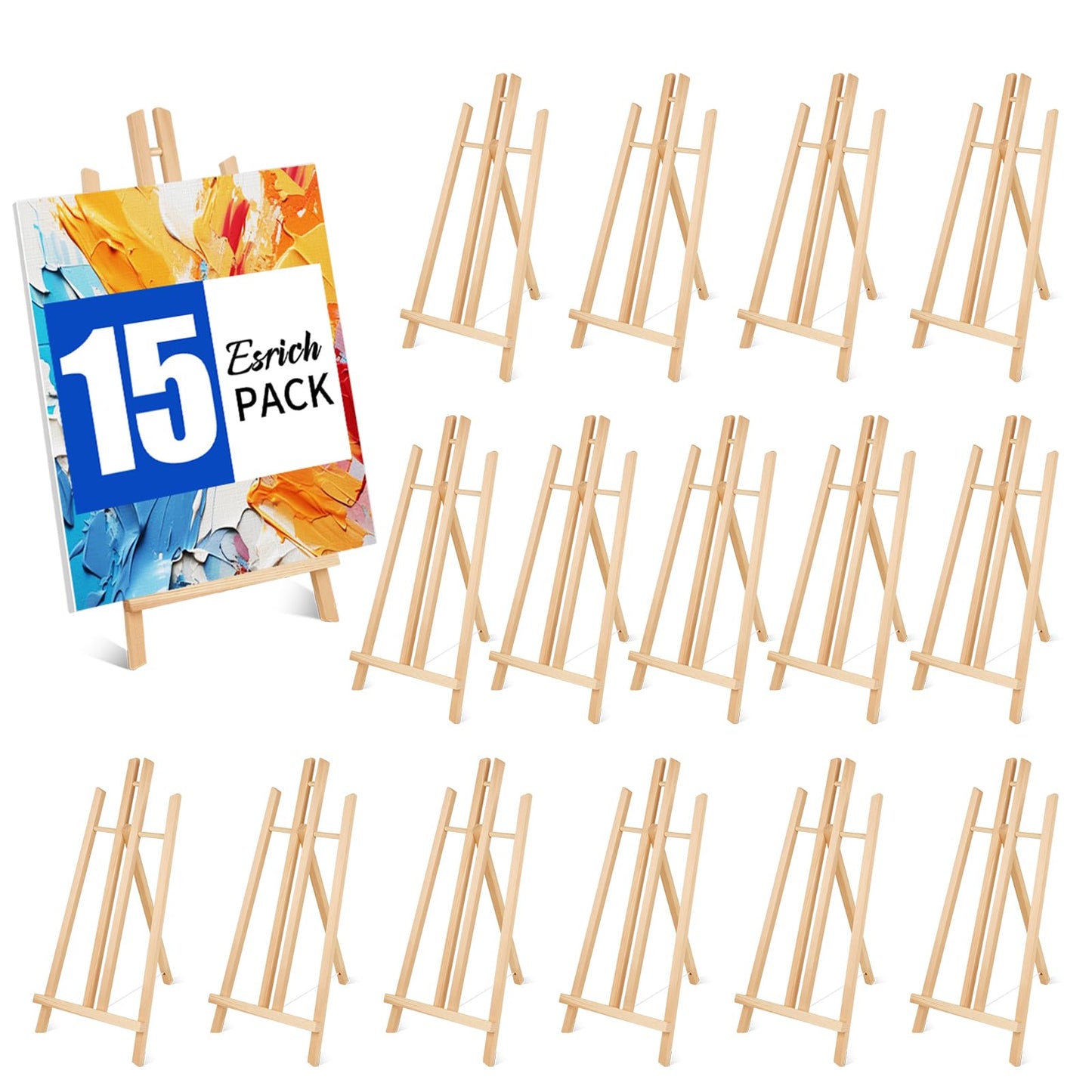 ESRICH 15pcs 17 Inch Tabletop Easels, Easel Stand for Painting,Tripod, Paint Party Easel, Kids Student Desktop Easel for Painting,Paint Easel for Canvas Paints