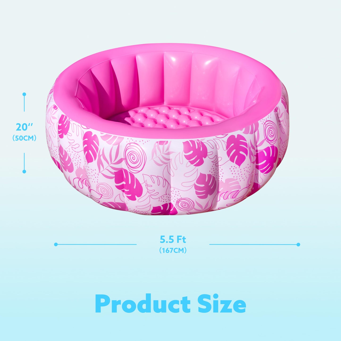 SLOOSH Inflatable Swimming Pool,5.5ft x 20 Inch Full-Sized Blow Up Durable Thickened Luxury Above Ground Family Pool with Comfortable Backrest for Summer Water Party Backyard Garden Lawn,Pink