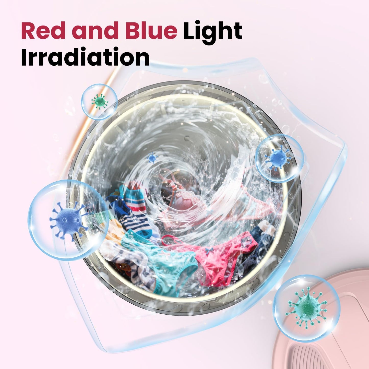 Pink Mini Underwear Washing Machine, All-in-1 Women's Day Rechargeable Portable Mini Washer Machine with 2L Cup Capacity for Bra Underwear Socks Home Hotel Apartment RV Travel.