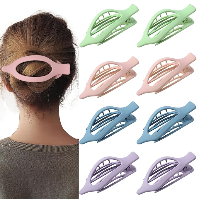 8 Pack Pastel Flat Hair Clips for Girls – Cute Matte Claw Clips in Pink, Blue, Green, Purple, Soft Color Aesthetic Hair Accessories, Non-Slip Barrettes Gift for Teen or Preppy Style