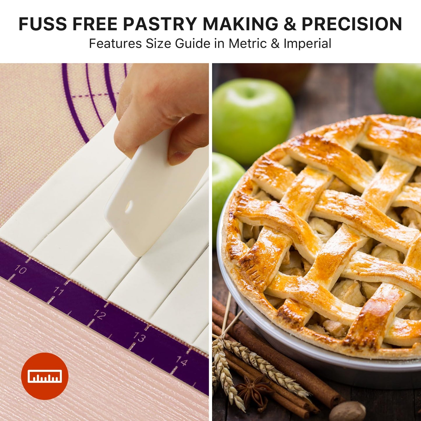 Baking Mat, 28" x 20" Silicone Food Grade Extra Large Non Stick Baking Sheet Mat with Measurement Non-slip Dough Rollin Counter Mat for Making Cookies, Macarons, Bread and Pastry