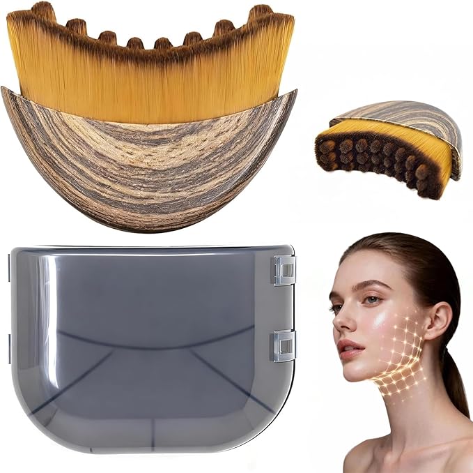 Lymphatic Contour Face Brush - Super Soft Bristles Face Massage Brush to Reduce Puffiness & Define Jawline, Manual Lymphatic Drainage Tool with Ergonomic Handle Sensitive Skin Care