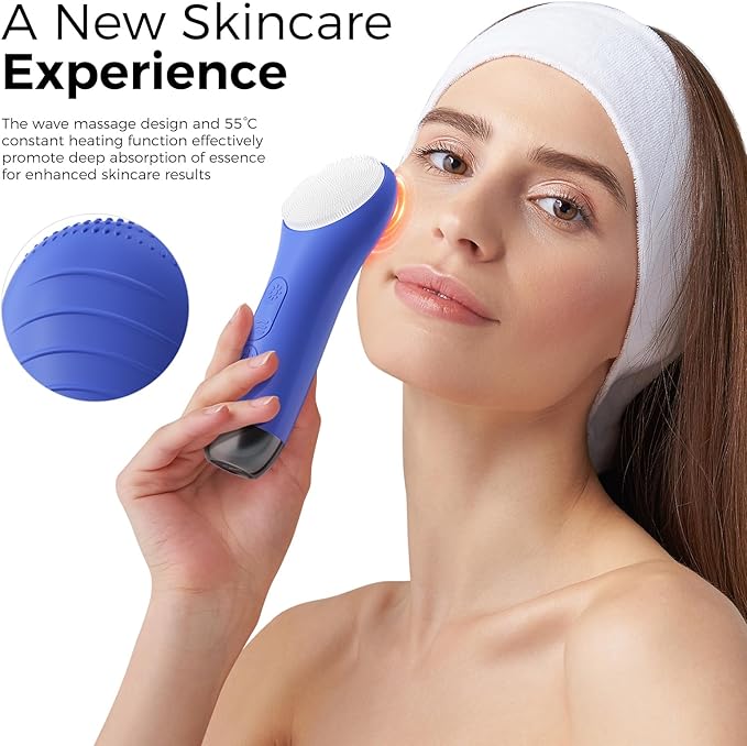 Face Scrubber Facial Cleansing Brush - Waterproof and Rechargeable Face Cleansing Brush with 4 LED Gentle Light, Cleansing, Exfoliating and Massaging, Electric Face Scrub Brush for Men & Women