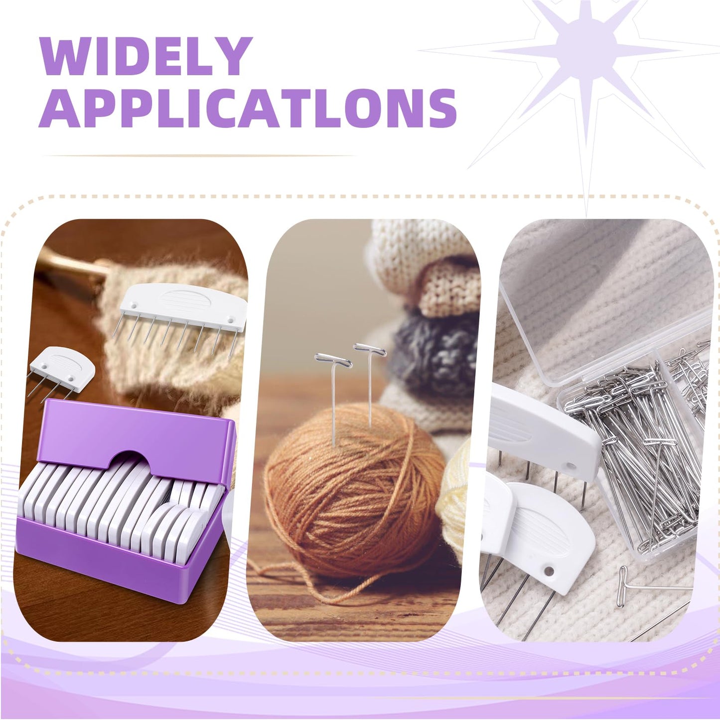 Opstin 130Pcs Knit Blocking Pins Kit for Knitting & Crochet Projects,20 Knit Blockers, Blocking Combs, Knitting Block Pins for Blocking Mats, Crochet Block Kit with 100 T-Pin and Storage Box