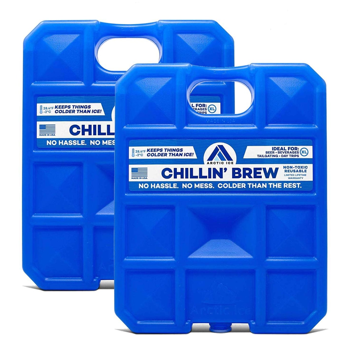 Arctic Ice Chillin' Brew Series Long Lasting High Performance Ice Pack for Beer, Beverages, Tailgating, Day Trips and More - Freezes at 28 Degrees (2-Pack) (X-Large 5 LBS (2-Pack))