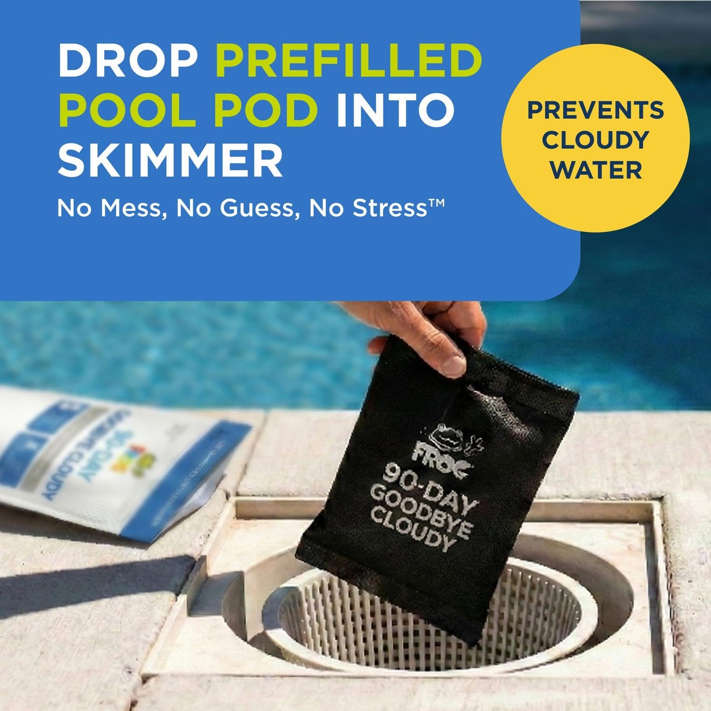 FROG 90-Day Goodbye Cloudy - Dry Formula Prevents Cloudy Water for In-Ground & Above-Ground Pools up to 30,0000 Gallons - Chemical Pool Maintenance & Treatment - 3 Pods