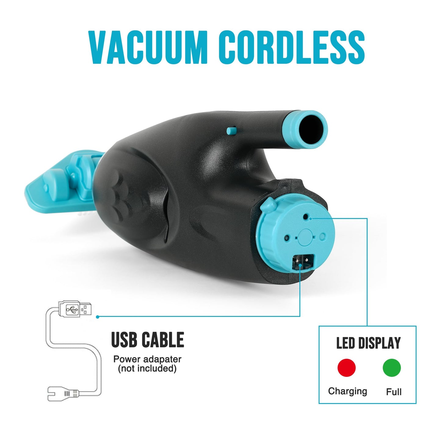 Rechargeable Handheld Pool Vacuum Set with Adjustable Pole and 2 Interchangeable Brush Heads, Ideal for Above-Ground Pools, Hot Tubs, Spas, and Small Pools up to 20ft – Cordless Spot Cleaner(Blue)