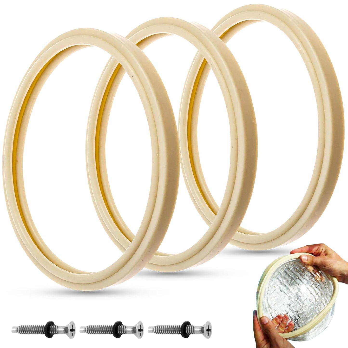 AR-PRO 8 3/8" Pool Light Lens Gasket - Exact Replacements for Pentair Part Numbers 79101600Z and 79104800 - Works with Pentair IntelliBrite, AmerLite, and SAM Amerlite Lights，Set of 3