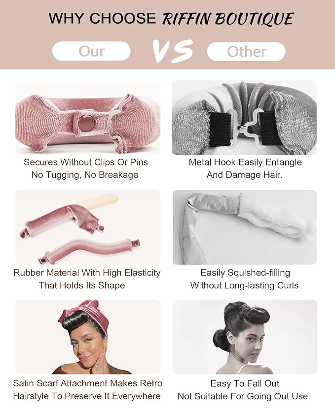 Littles Heatless Curls Overnight Rods - Upgraded Directional Grip Velvet Heatless Hair Curler to Sleep in No Heat Heatless Curling Flexi Rods Foam Hair Rollers for Blowout Look Long & Short Hair