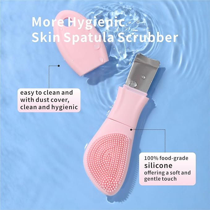 Silicone Face Scrubber Blackhead Remover Tool,Mask Applicator for Nourishing, Pore Deep Cleaning & Exfoliator -No-Slip Long Handle, Gentle Face Massage,Daily Skin Care Tool for Women & Men (Pink)
