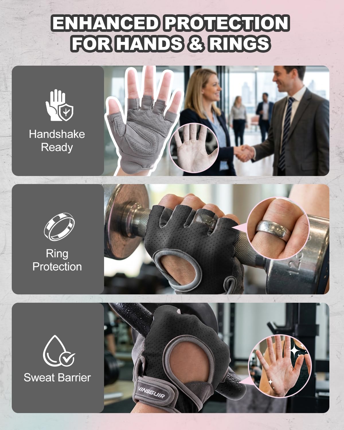 VINSGUIR Workout Gloves for Women and Men, Breathable Weight Lifting Gloves for Gym Exercise, Fitness, Training, and Cycling, with Excellent Grip and Cushion Pads