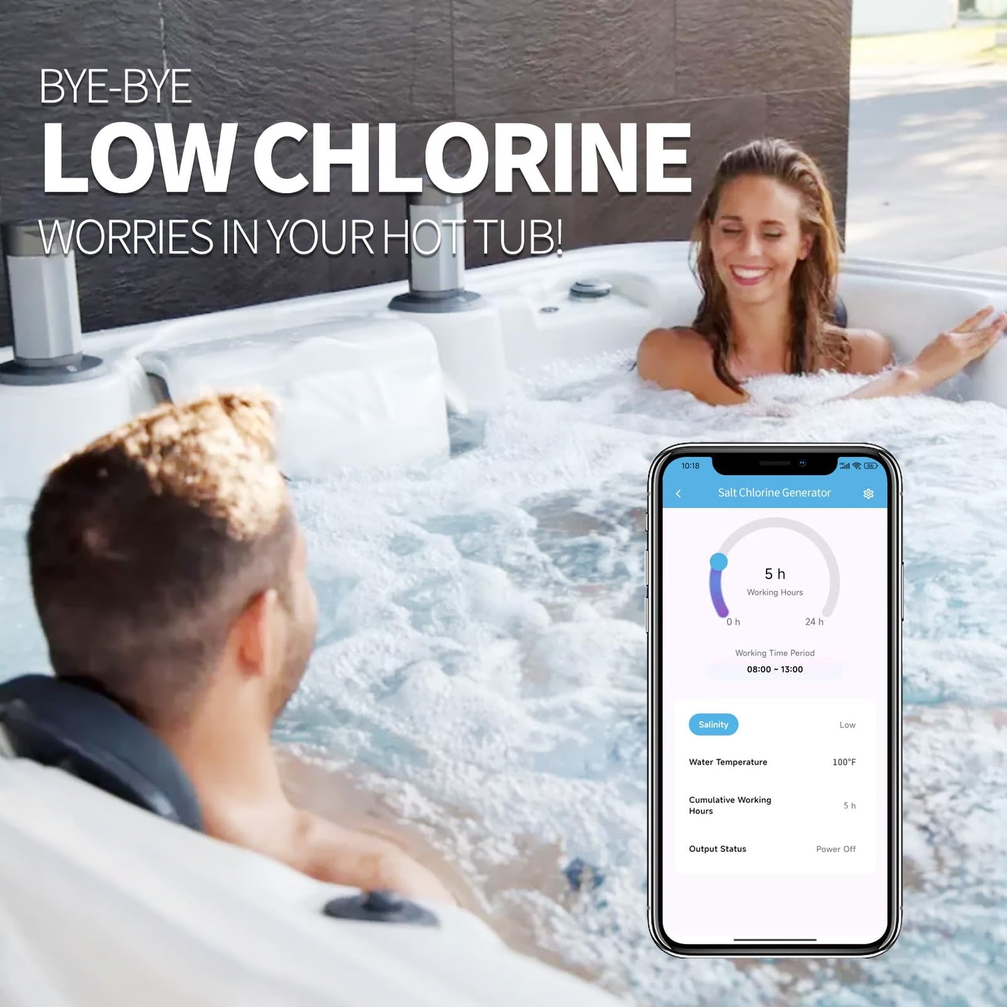 WiFi Salt Chlorine Generator, Briidea Chlorine Generator with USA Titanium Salt Cell, APP Monitoring & Real-Time Salt Alerts, for Swim Spas Up to 2,000 Gallons