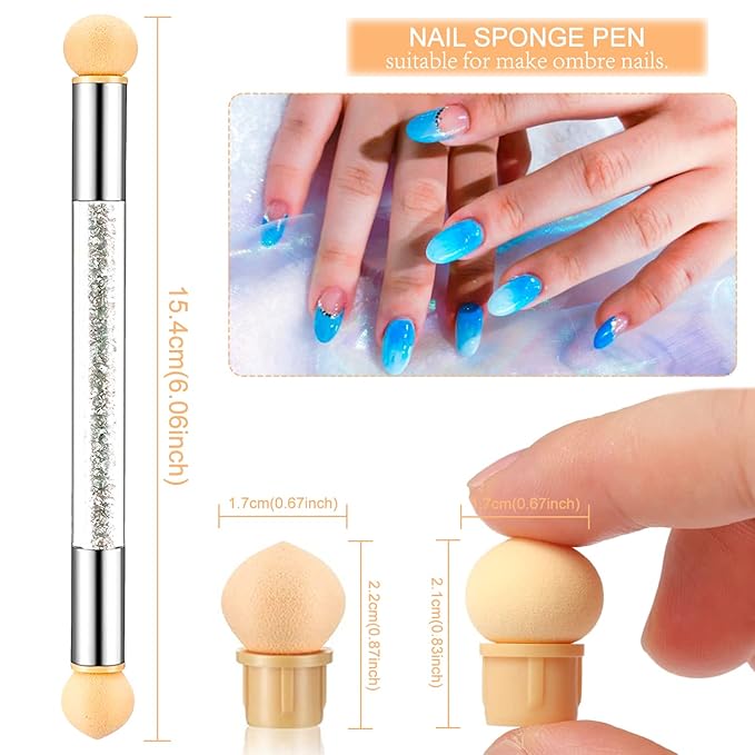 5Pcs Ombre Nail Brush Nail Sponges for Ombre Nail Gradient Sponges AirBrush French Tip Nail Design Brushes Ombre Brush for Gel Nails Painting Nail Polish Pen Manicure Brush Tool