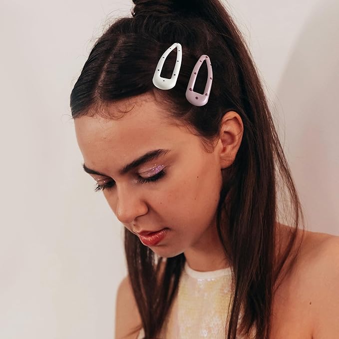 20 PCS Metal Snap Hair Clips Water Drop No Slip Barrettes for Women Bright Small Hair Clips For Thick And Thin Fine Hair,Black Light Yellow Multiple Brown,1.97 x 0.5 In.