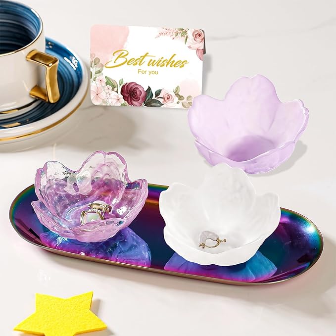Gifts for Women Flower Jewelry Dish Ring Holder Jewellery Tray Vanity Organizer Room Decor Aesthetic Ring Holder Decorative Tray Trinket Dish Valentine's Engagement Birthday Gifts Stocking Stuffers