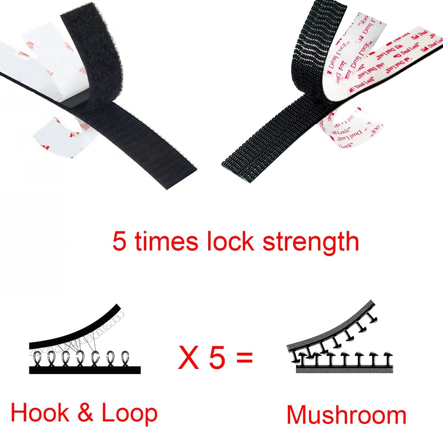 Dual Lock Fastener 2in x 4in 4pcs, Reclosable Interlocking Tape EZ Pass Holder, Heavy Duty Adhesive Hook Lock Sticky Back Mushroom Mounting Tape Clear Color for Indoor and Outdoor