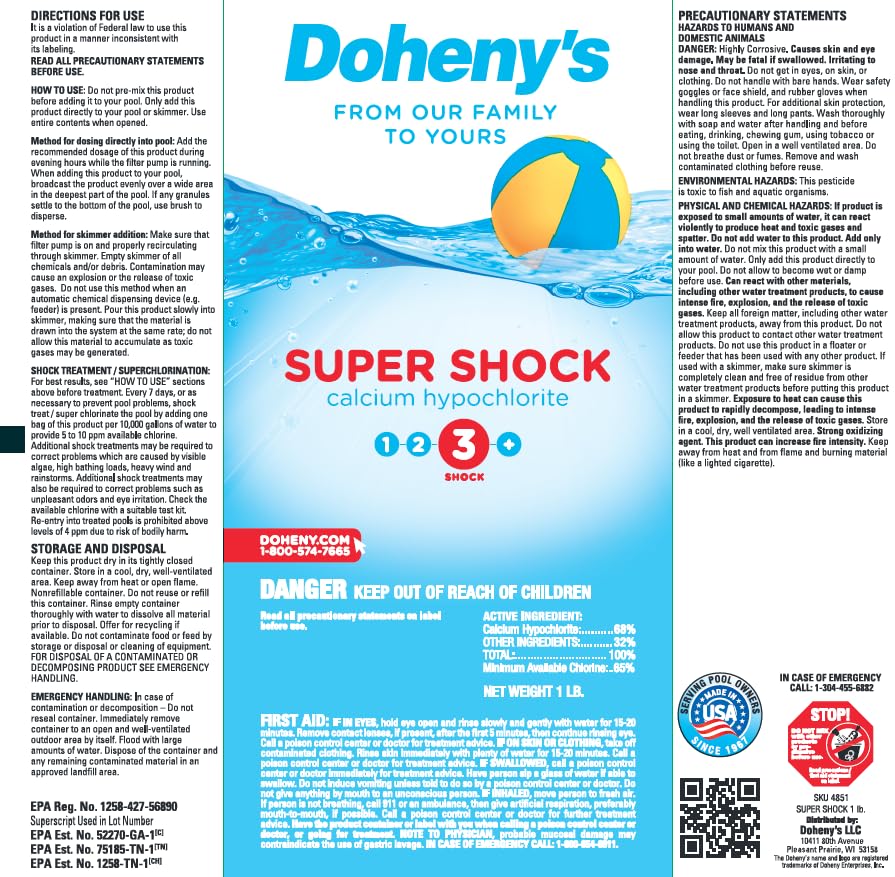 Doheny's Super Pool Shock 12 x 1 Lb Bags