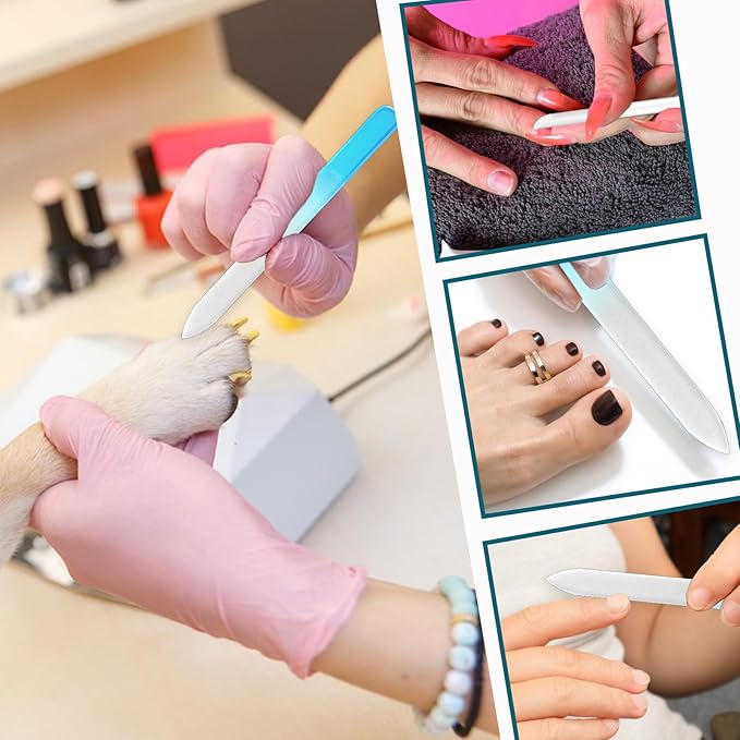 Crystal Nail File Set - 5 Pcs Nano Shiner Files, Glass Nail File, Cuticle Pusher, Buffer and Foot File