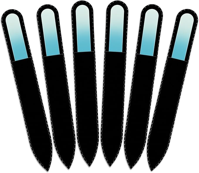 Mont Bleu Rainbow Crystal Nail File in Black Pouch - Czech Tempered Glass - Handmade in Bohemia (Czech Republic)