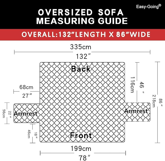 Easy-Going Reversible Oversized Couch Cover for 3 Cushion Couch Sofa Cover for Dogs Water Resistant Furniture Protector Cover with Foam Sticks for Pet (Oversized Sofa, Gray/Light Gray)