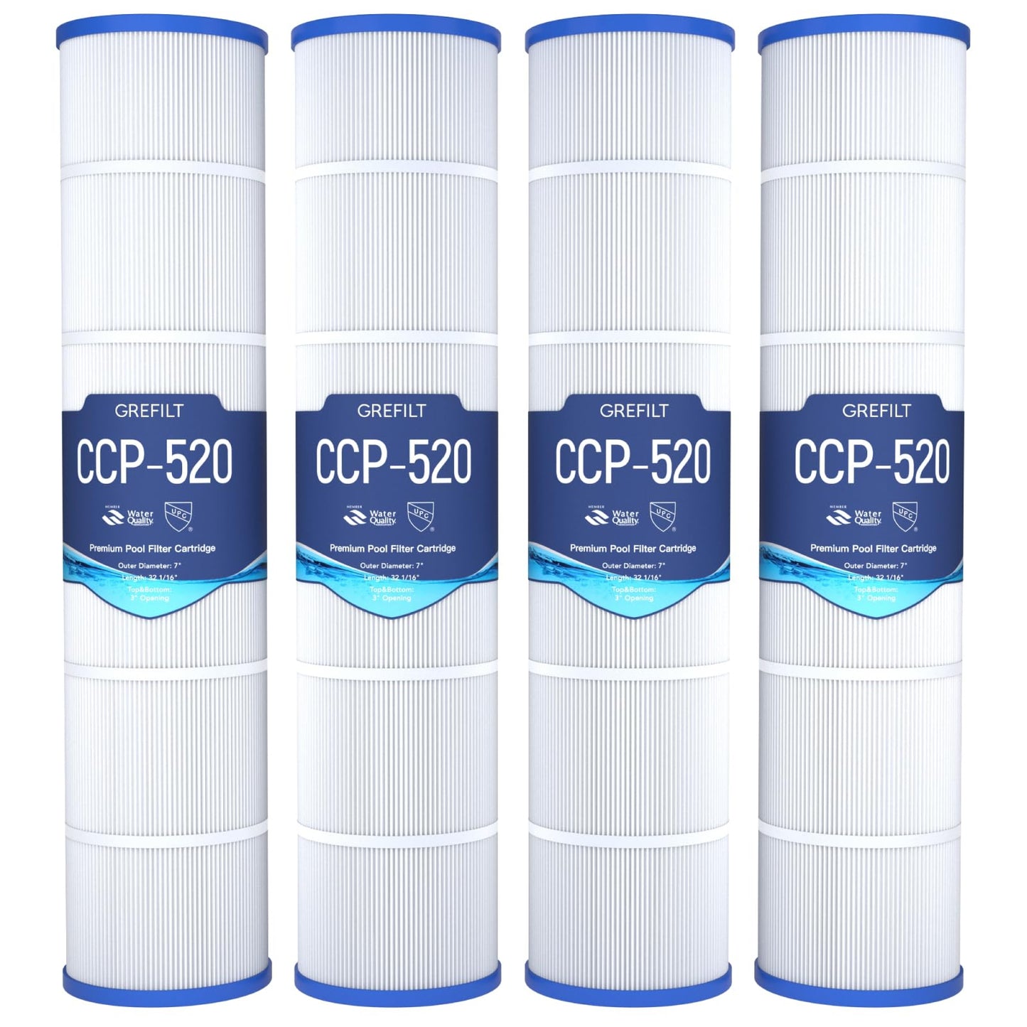 Grefilt 4-Pack CCP520 Pool Filter Cartridges, Compatible with Pentair Clean & Clear Plus 520, Replaces Pentair R173578, Pleatco PCC130, 520 sq.ft