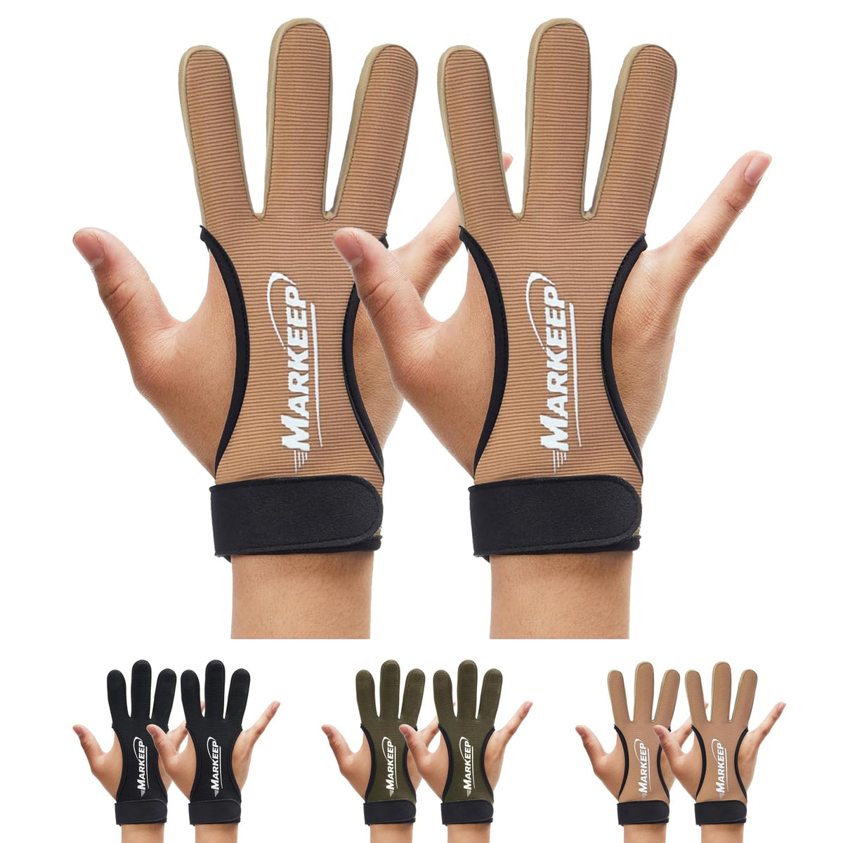 MARKEEP Archery Gloves 2 Pack Shooting Hunting Leather Guard 3-Finger Guard for Youth Adult Man Woman and Beginner Recurve Arrow Bow Archery Protective Gear Accessories