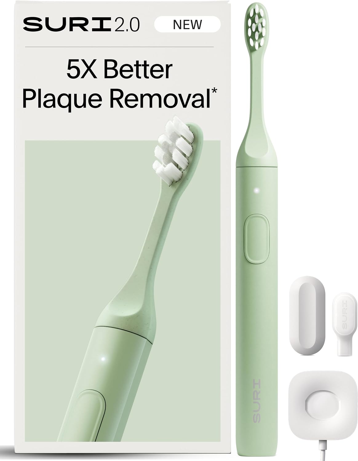 SURI 2.0 New Sonic Electric Toothbrush with Pressure Sensor | 1 Month+ Battery | Designed in California | Electric Toothbrush for Adults | Travel Toothbrushes | Tooth Brush | Green