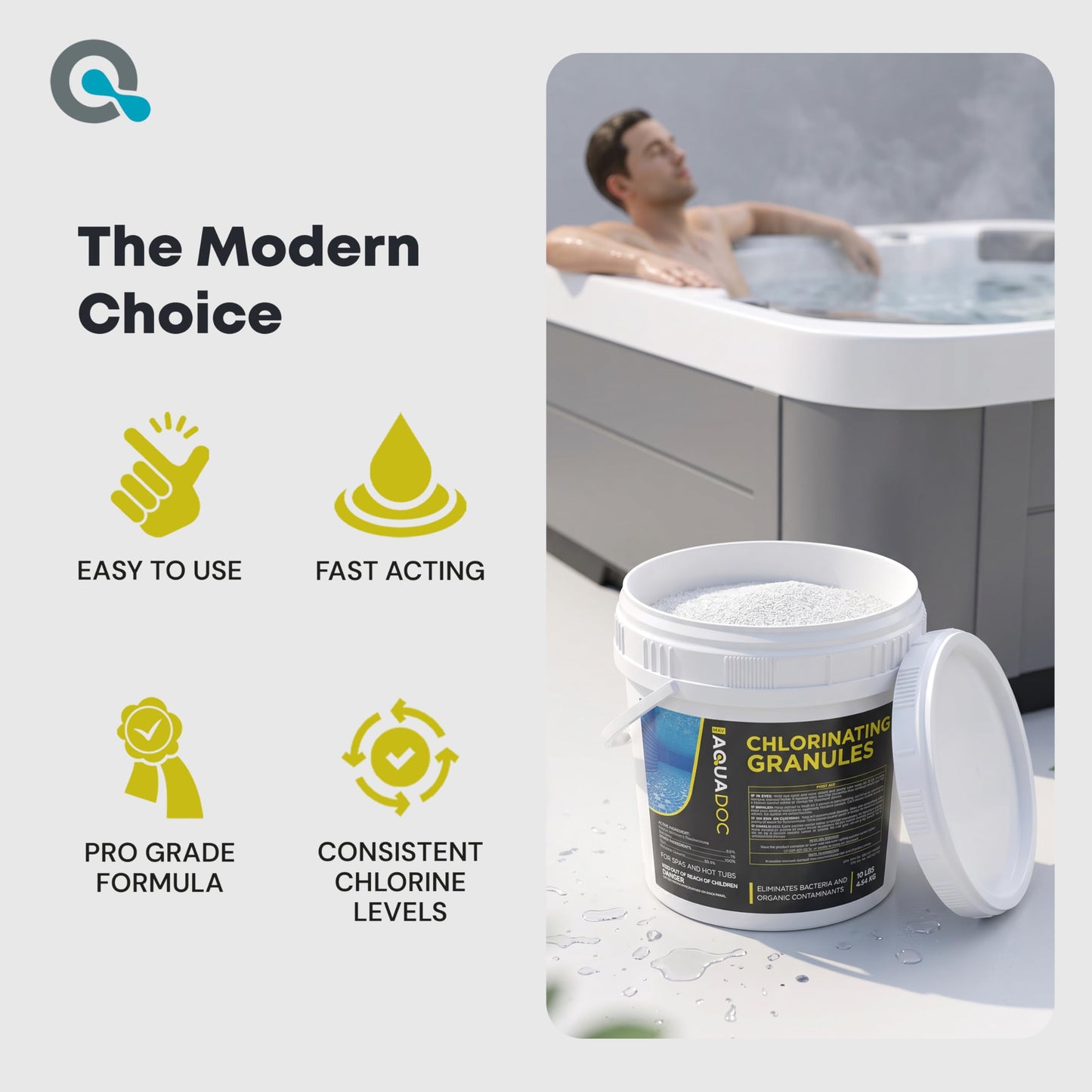 AquaDoc Hot Tub Chlorine Granules - 10 lb - Quick Dissolving Spa Chlorine for Hot Tub Sanitizer - Made in the USA