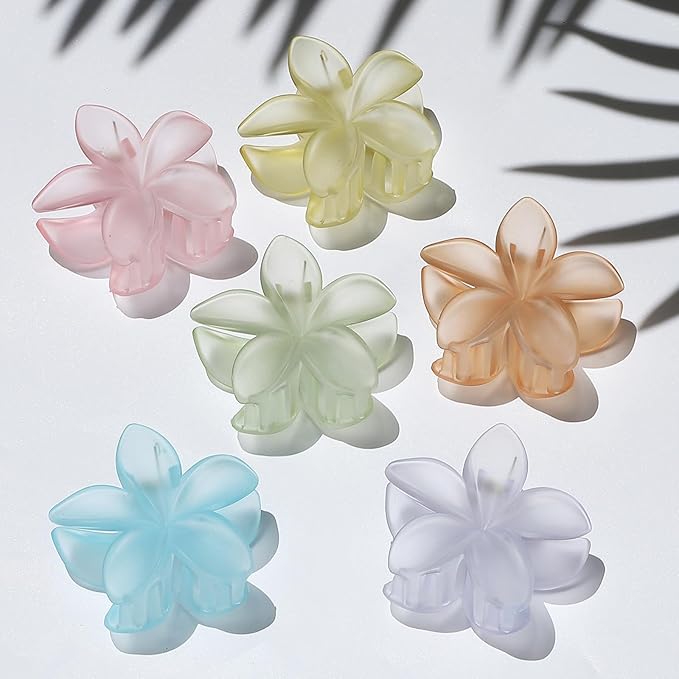 Flower Hair Clips for Women 6 Pcs Hawaiian Large Claw Clips Plumeria Medium Hair Claw Clips for Thick Thin Hair Hibiscus Tropical Beach Hair Accessories for Women Girls and Girls-Ice Cream
