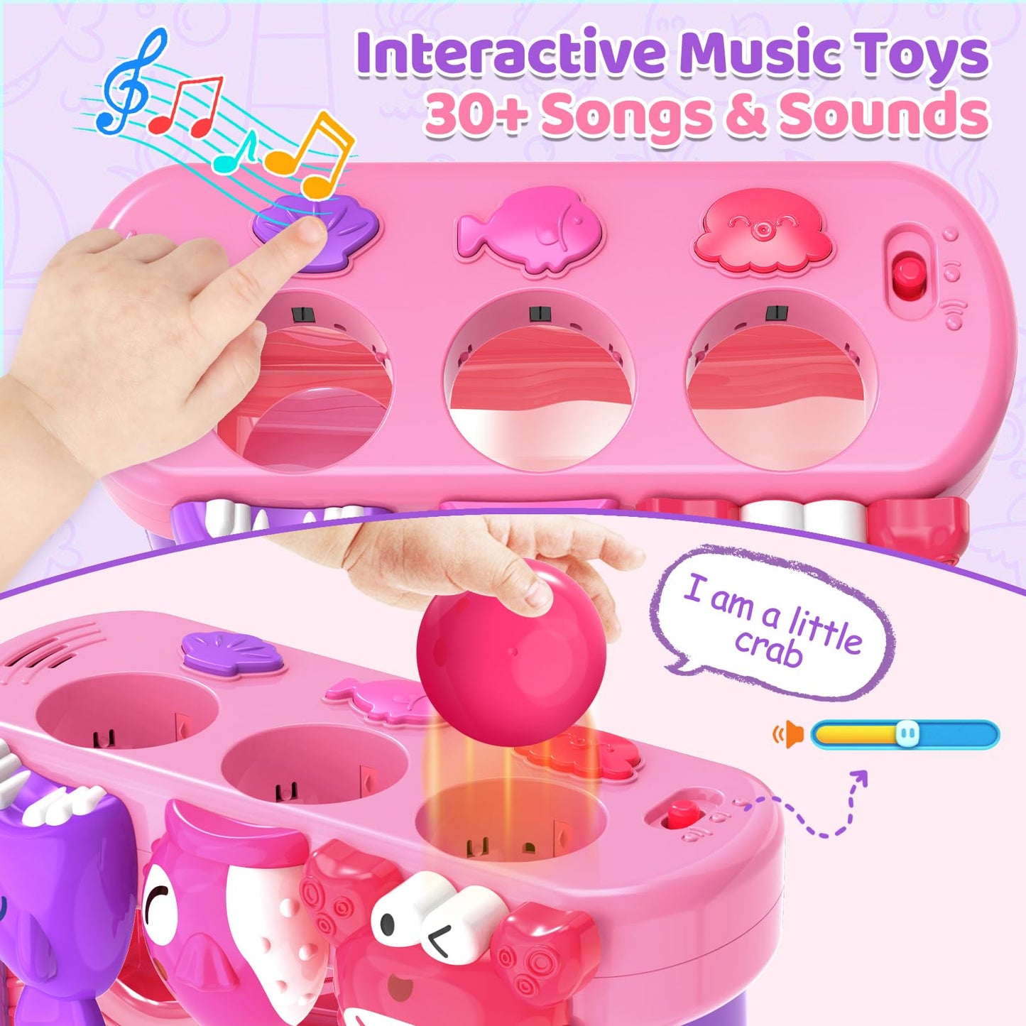 YEGEER Toys for 1 2 Years Old, Interactive Feeding Toy with Music, Montessori Toys for Girl, Musical Cause and Effect Game for 12-18 Months, Christmas Birthday Gifts for Baby Toddlers Age 1-2
