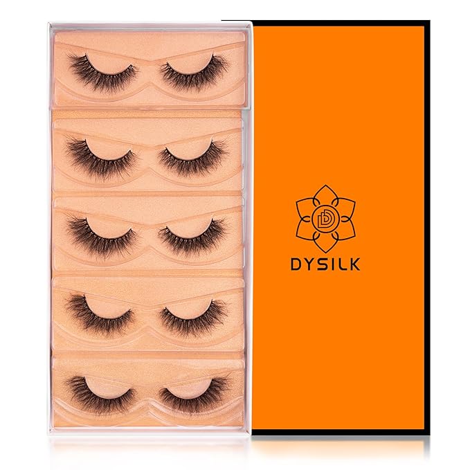 DYSILK Wispy Lashes False Eyelashes - Mink Lashes 5 Pairs 6D Faux Eyelash Extension False Eyelashes Mink Lash Natural Look Fake Eyelash Reusable Strip Lash Kit | Wispy-10-15mm