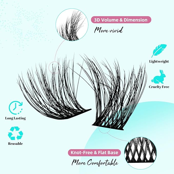 Lash Clusters 3D Effect Cluster Eyelash Extensions 144pcs D Curl Eyelash Clusters False Eyelashes Soft Comfortable Individual Lashes DIY Lash Extensions with Thin Band (Twilight, D-10-18mm)