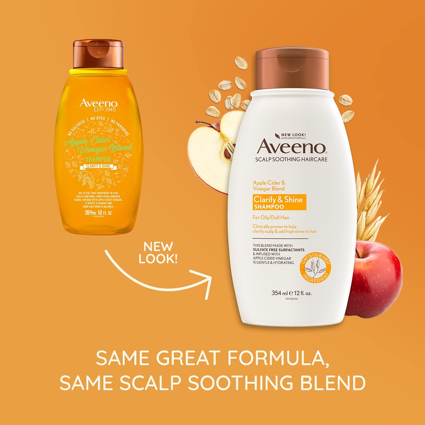 Aveeno Shampoo, 12 Fl Oz, Pack of 2 | Scalp Soothing | Apple Cider Vinegar Blend