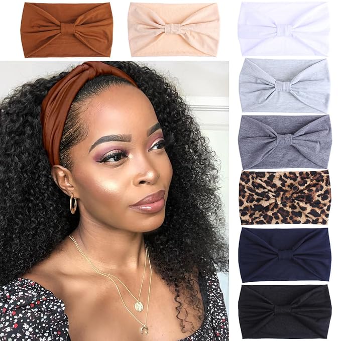 Kachanaa 8 Packs Large Wide Headbands for Women's Hair,Non Slip Soft African Bandeau Hair Bands Makeup Yoga Workout Running Sweat Hair Wraps Fashion Hair Accessories for Black Women