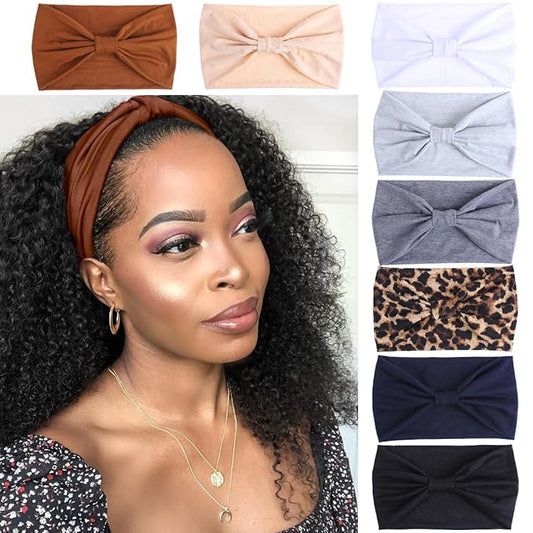 Kachanaa 8 Packs Large Wide Headbands for Women's Hair,Non Slip Soft African Bandeau Hair Bands Makeup Yoga Workout Running Sweat Hair Wraps Fashion Hair Accessories for Black Women