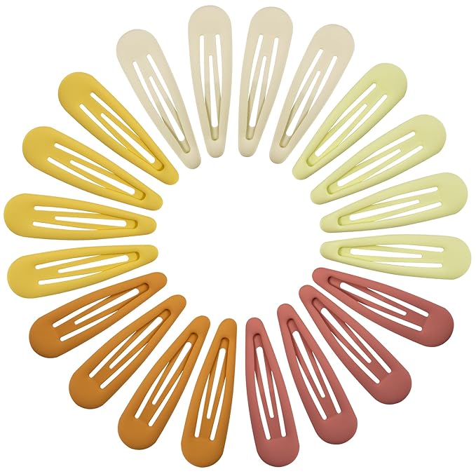 Small Hair Barrettes For Women No Slip Metal Snap Clips For Thin And Fine Hair,Matte Multiple Yellow Orange,20 PCS,1.97 x 0.5 Inch.