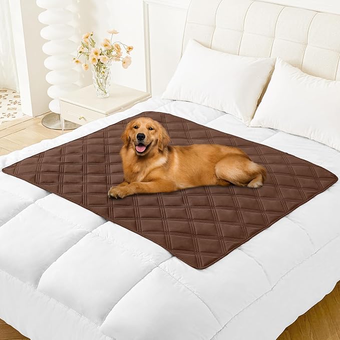 Smiry Waterproof Dog Bed Cover Blanket 40x50, Soft Reversible Pet Blanket, Washable Leakproof Cats Dogs Couch Cover for Sofa, Couch, Furniture, Brown/Beige