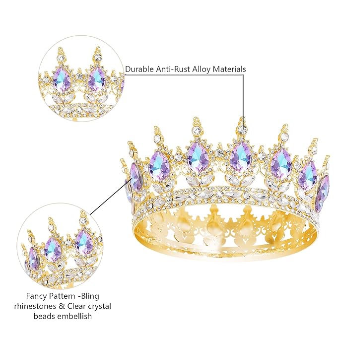 YOUlDIANZI Queen Crown Rhinestone Wedding Crowns and Tiaras for Women Costume Party Hair Accessories Princess Birthday Crown Crystal Bridal Crowns
