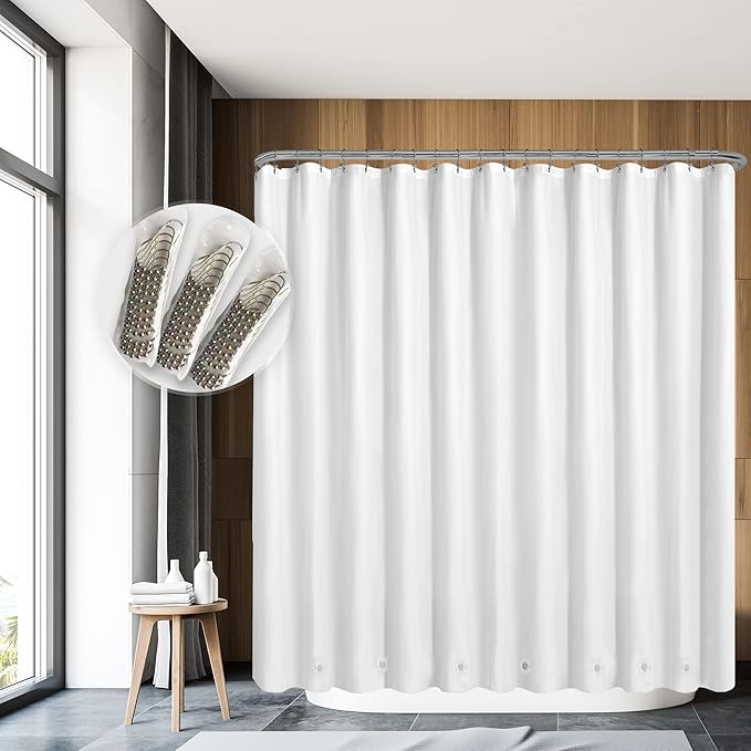 Barossa Design Clawfoot Tub Shower Curtain with 12 Magnets - 36 Metal Hooks Included, 180" W x 70" H Wrap Around, Waterproof PEVA Shower Liner for Bathroom, PVC Free, Metal Grommets - White, 180x70