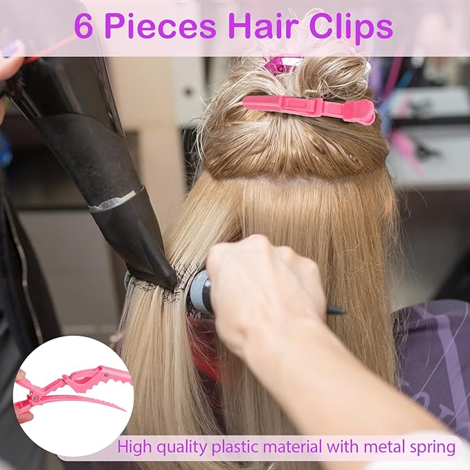 23 Pieces Hair Parting Tools Set, Magnetic Wrist Pin Holder for Braiding, Sectioning Clips, Rat Tail Combs, Hair Parting Rings